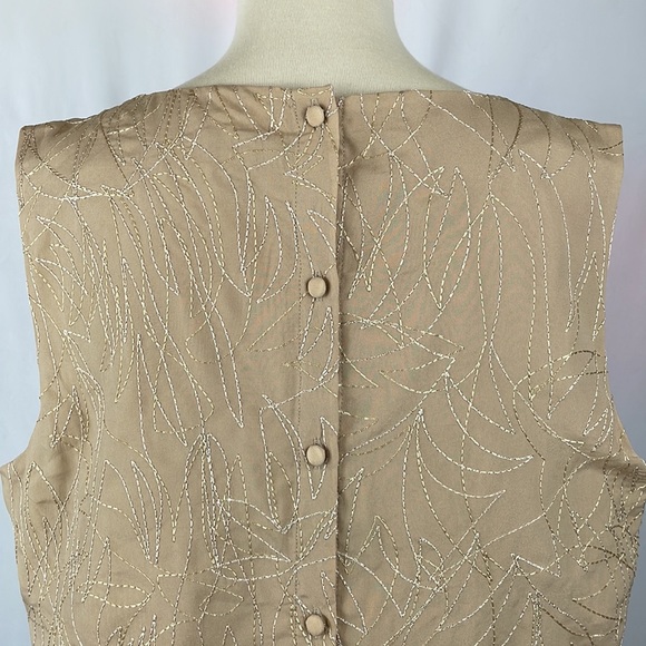 NWT Express Tan Blouse with Metallic Thread and Button Down Back - Size Large - Picture 8 of 14